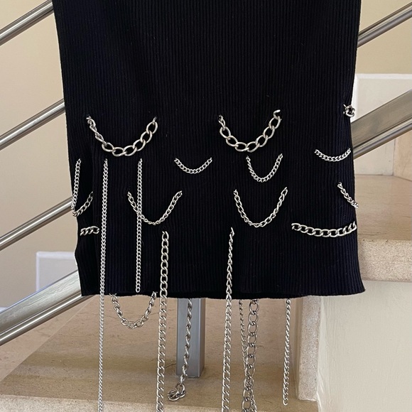 VINTAGE ICEBERG very rare silver chain black tube  knit TOP - Picture 3 of 15